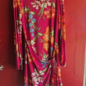 ECI Floral Dress in Pink and Orange